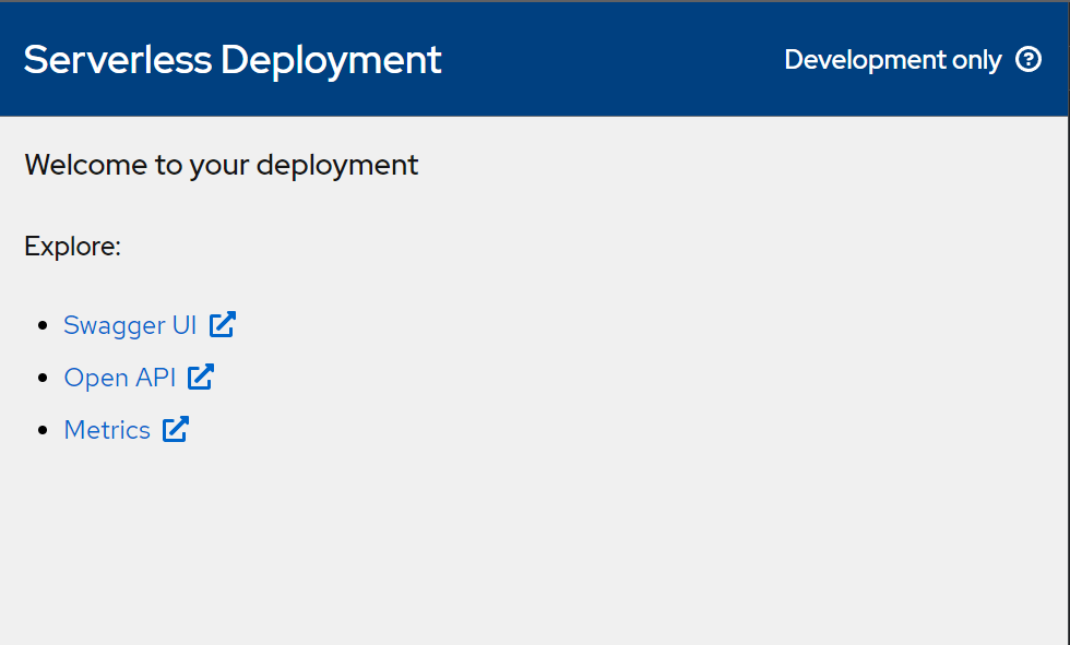 serverless logic web tools deployment page