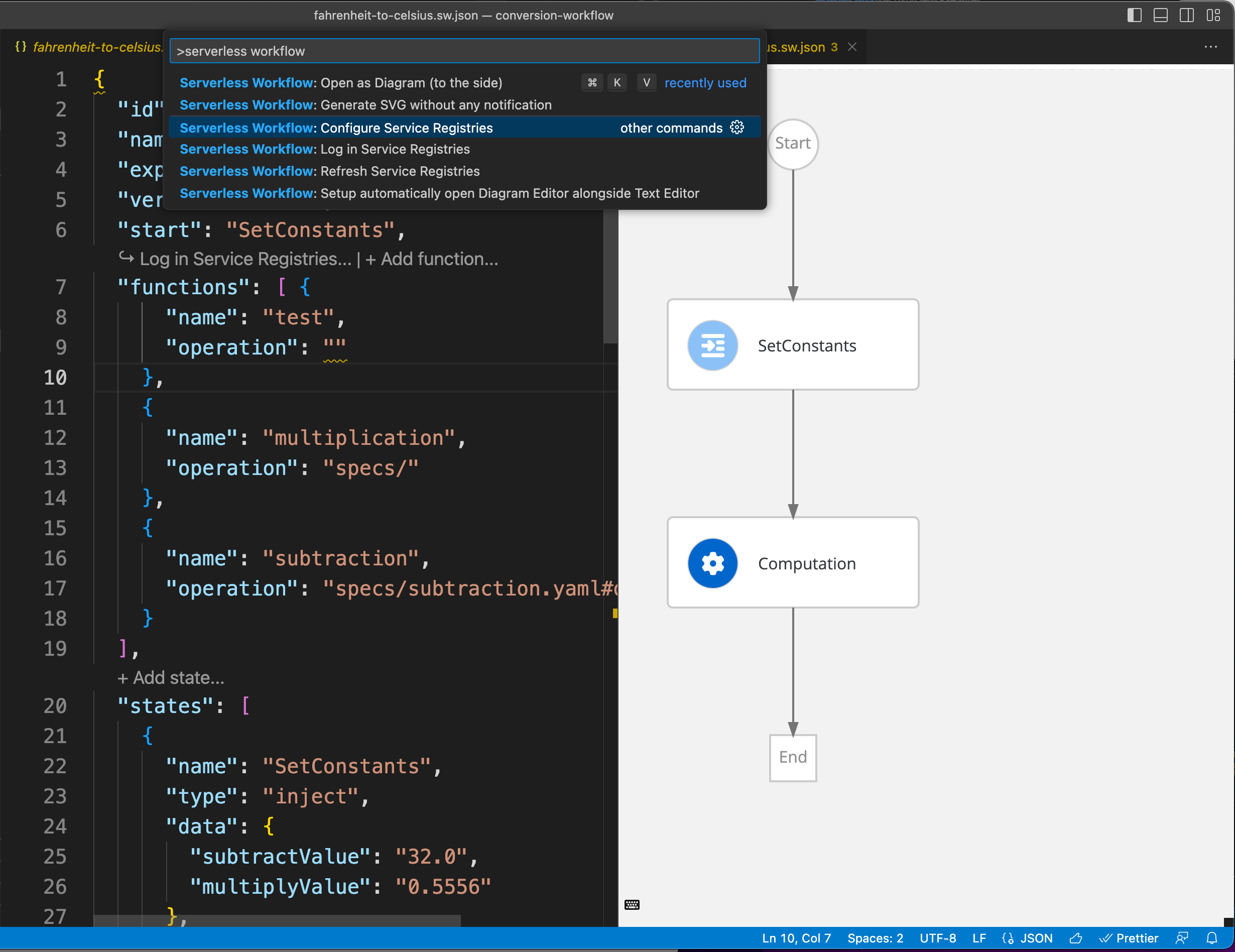 swf editor vscode command palette